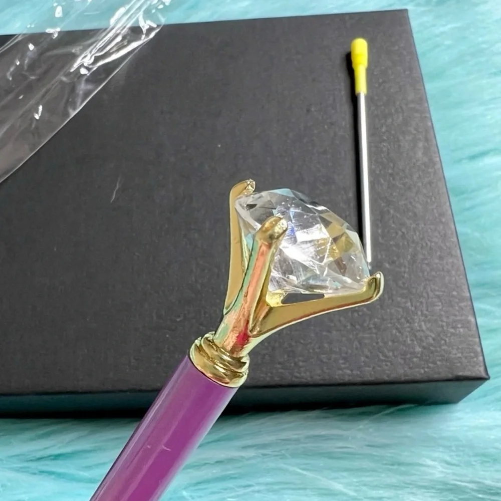 Diamond Top Purple METAL Ballpoint Pen With Black Ink Refill PinkRainCloud